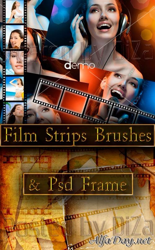 Film Strips Brushes & Psd Frame