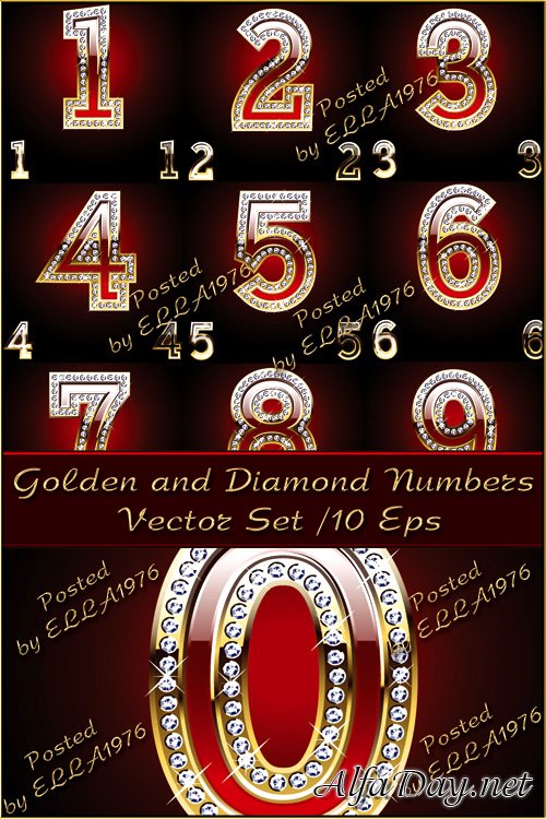 ��������� ������� - ������� � ������������� ����� / Golden and Diamond Numbers Vector Set