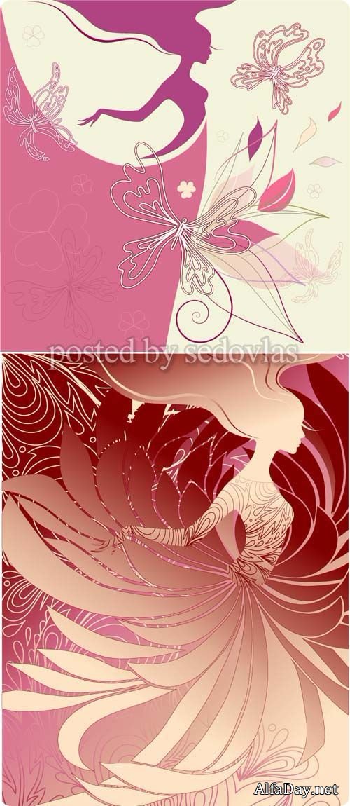 Vector Clipart - Abstract Floral Girl