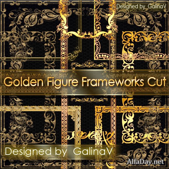 ������� ������� ����� PNG | Golden Figure Frameworks Cut