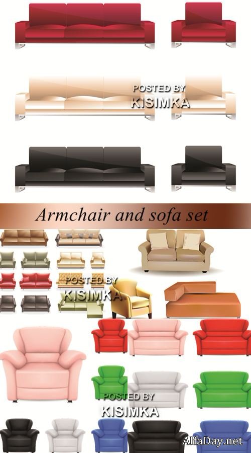 Stock Vector: Armchair and sofa set