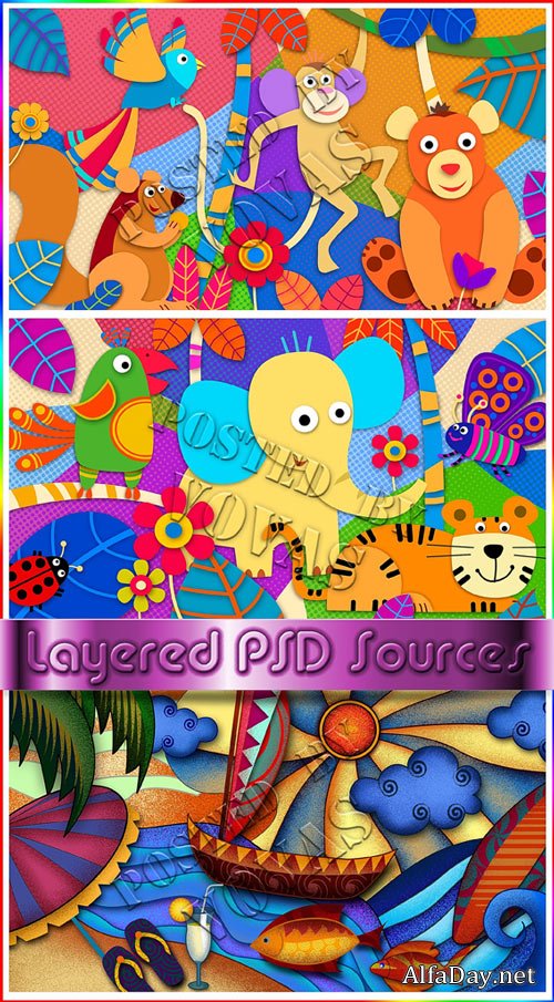 ������������ PSD ��������� Tropical Holiday Animal Antics & Jungle Welcome