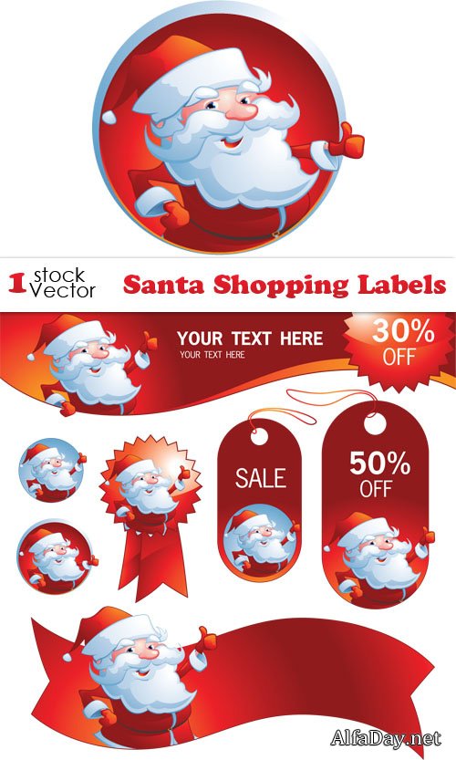 Santa Shopping Labels Vector