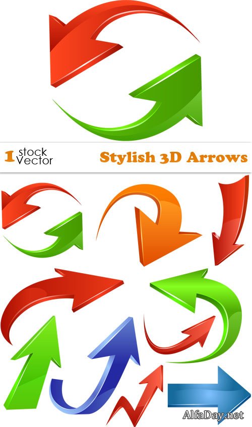 Stylish 3D Arrows Vector