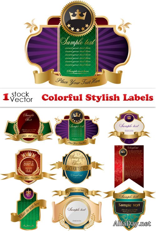 Colorful Stylish Labels Vector