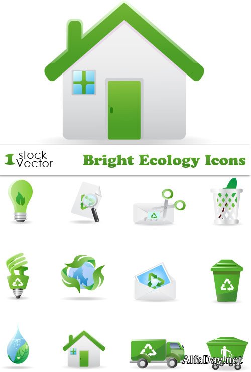Bright Ecology Icons Vector
