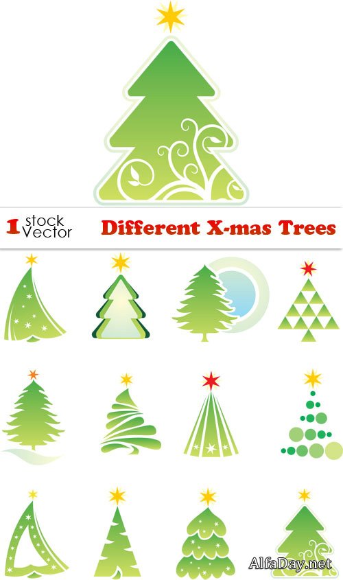 Different X-mas Trees Vector