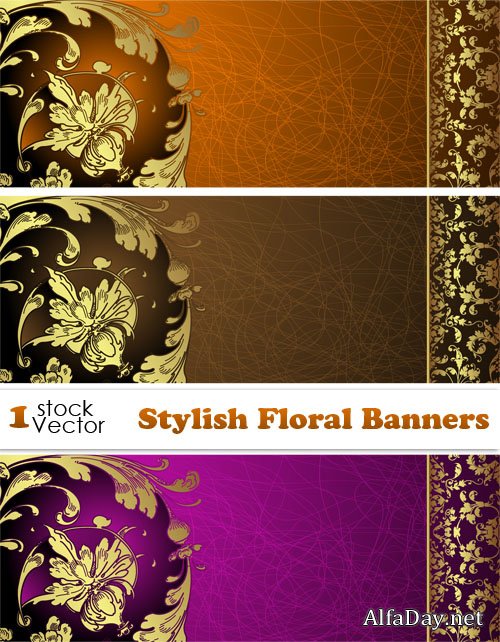 Stylish Floral Banners Vector