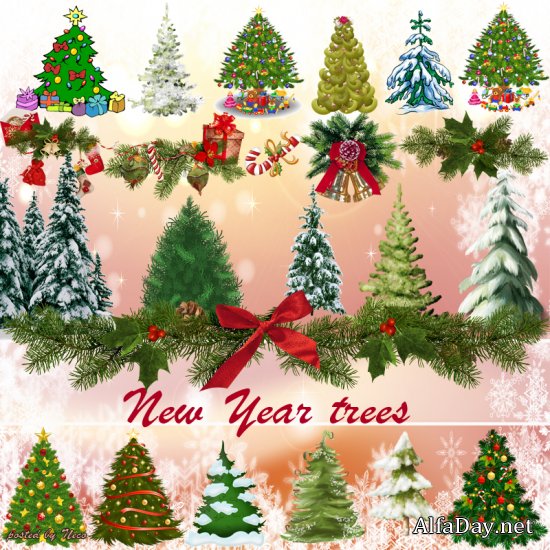 Clipart New Year fir-trees - ���������� ���� png