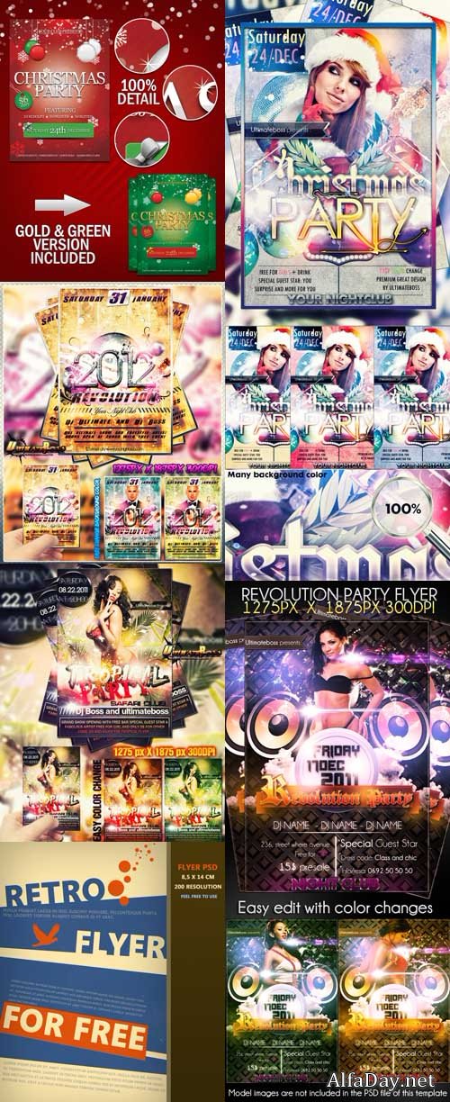PSD ��������� ������ ��� Photoshop ������� ��� �������� ������� ��������� Club Party Flyers