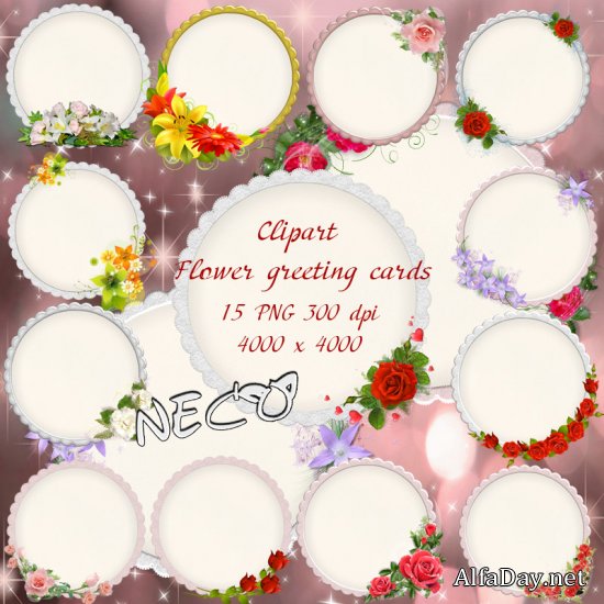 ������� ��������� �������� PNG � ����� � ������ � ������� Circle Flower Greeting Cards
