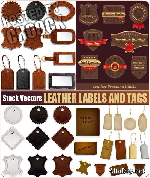 ������� ��������, ������ � ����� - ��������� ������� Leather Lables Vector