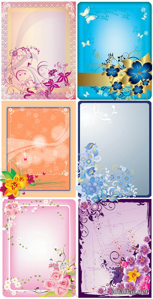 ��������� ����� � ������� Vector flowers frames