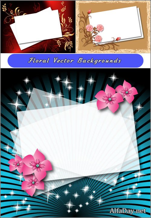 ��������� �������� � ������� Vector Floral Cards 