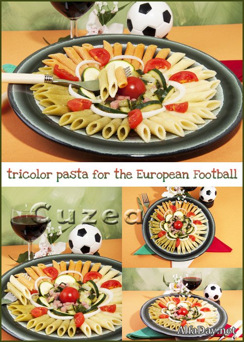 ���� ����������� ����� ��� ������������ ���������� - ��������� �������/ Tricolor pasta for the European Football- Stock Photo