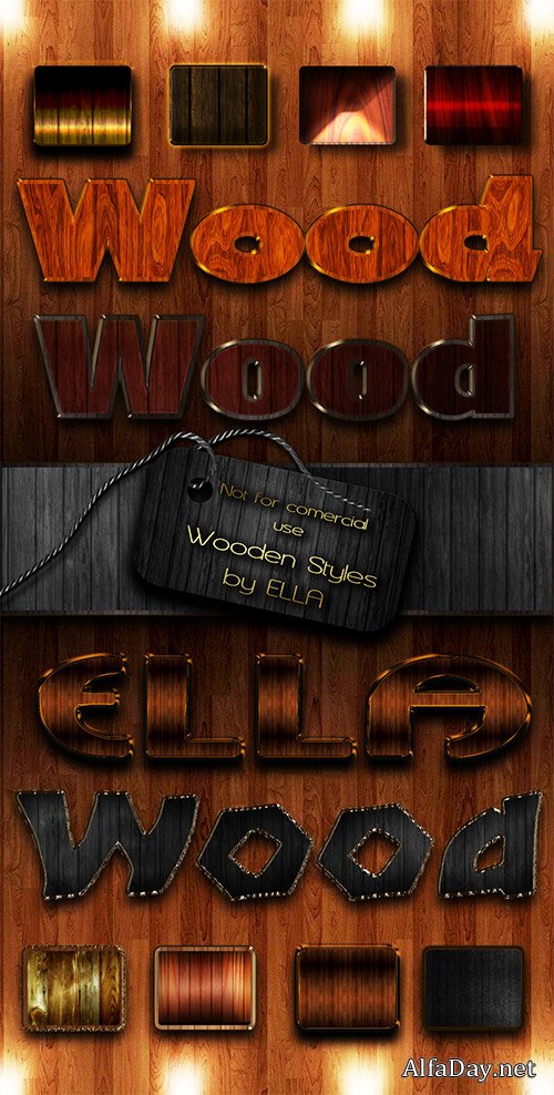 ���������� ����� ������� Wood Photoshop styles