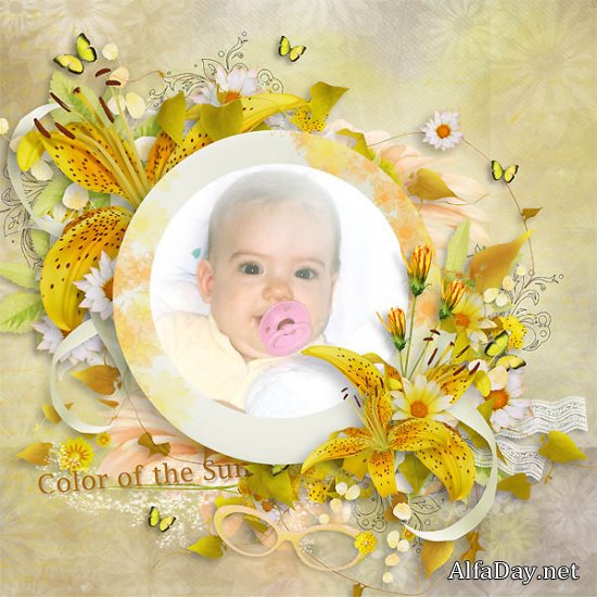 ��������� �����-����� � ��������� ��������� ���� | Flower Scrap Kit Color of the Sun