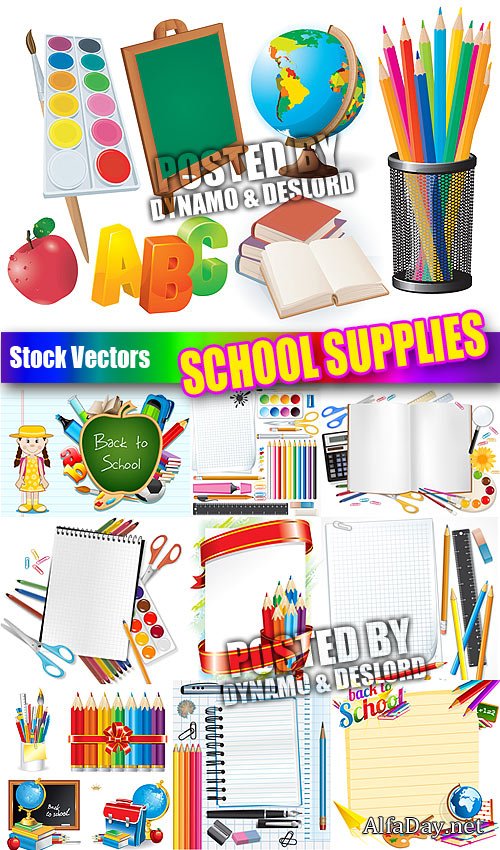 �������� �������� ��������� ������� | School Accessories Vector