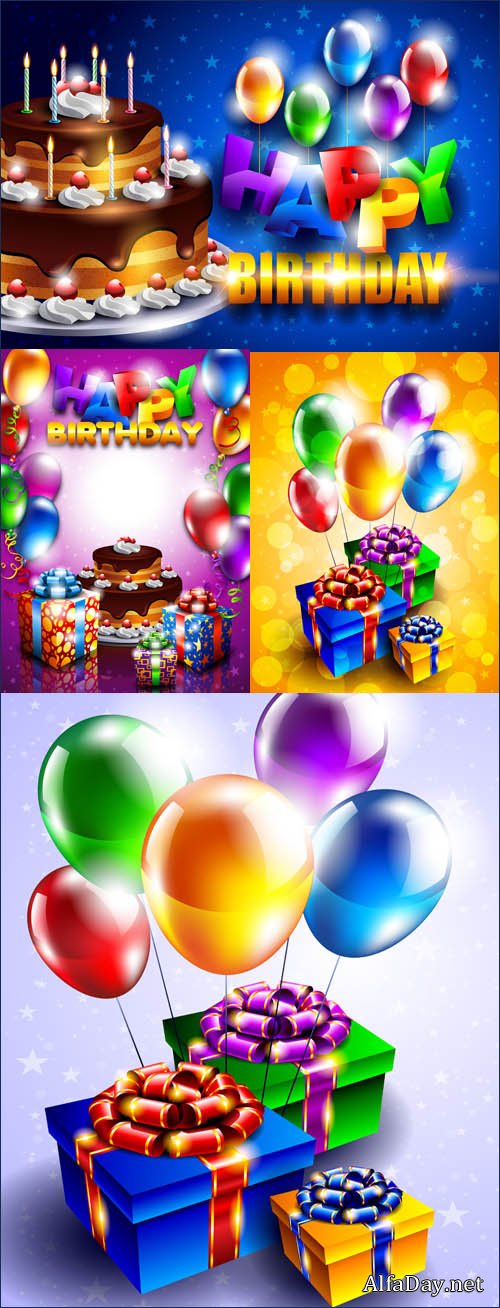 ��������� �������� �� ��� �������� � ������ | Birthday Day Card Vector