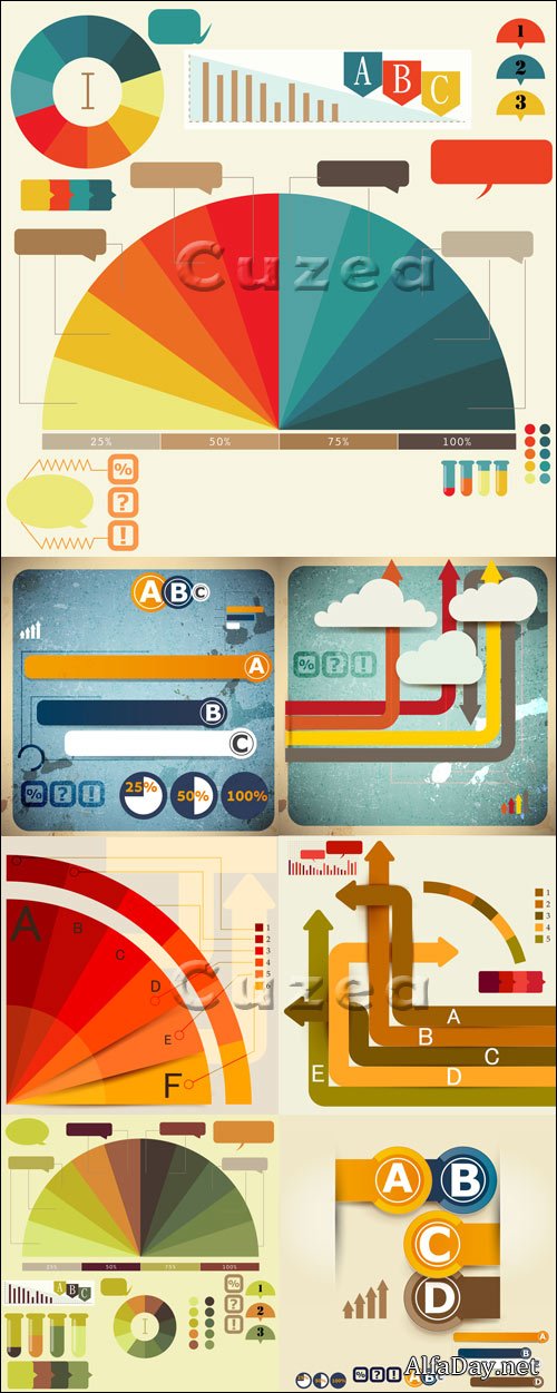 ����� ����������� - ��������� �������� / Set of Infographic design vector elements