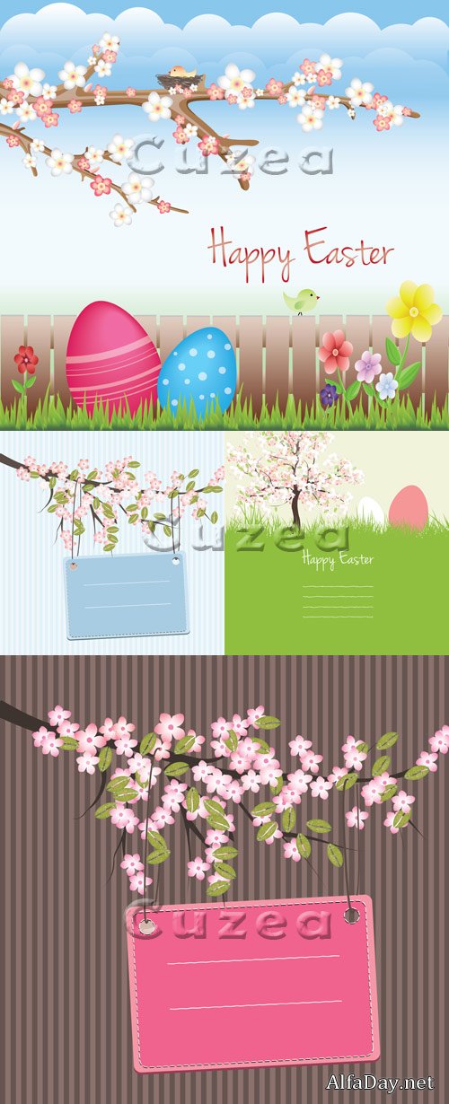 ������ �������� ���� � ����� � ������� | Gentle spring backgrounds by Easter in a vector