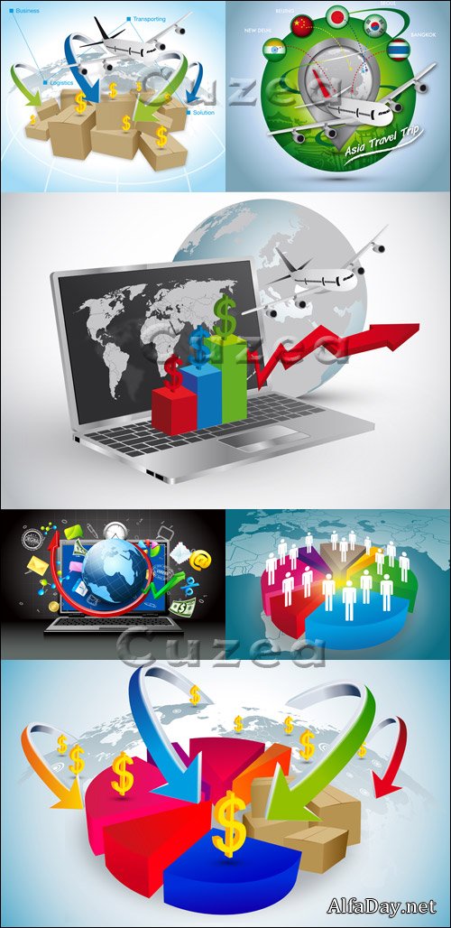 Vector stock - ������ ��������� / Global logistics business