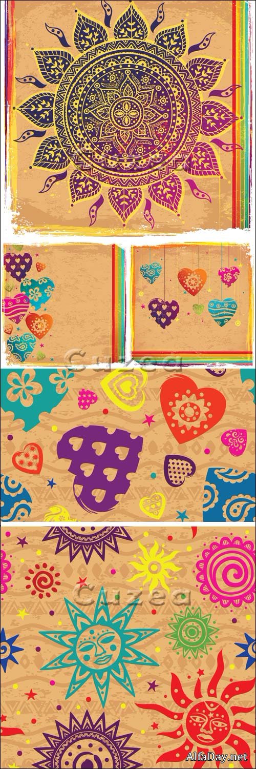 Vector stock - ��������� ���������� ���� / Vintage ethnic backgrounds