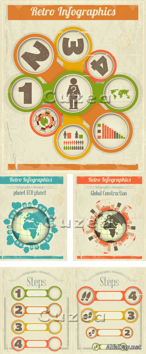 ����������� � ����� ����� / Vintage vector Infographics design in retro Style