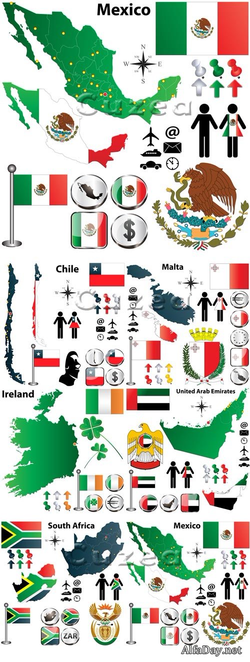 ����� � ��������� ������ �����, ����� 3 | Flags and symbols of the different countries, part 3 - vector stock