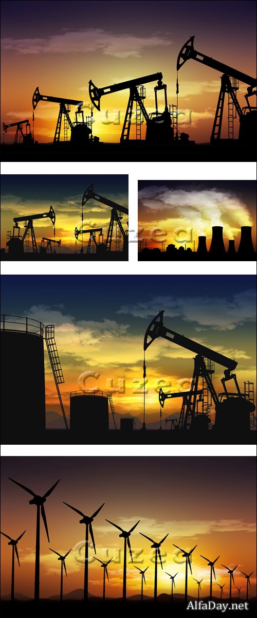 �������� ������� �� ���� ������ ������, ������ ����� - ����, ��������� ������� / Wind turbines - stock photo