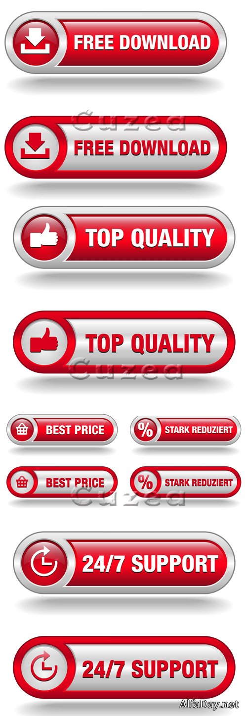 ��������� ������� - ������ ��� ��� ������� � ������� ����� / Red stickers in vector