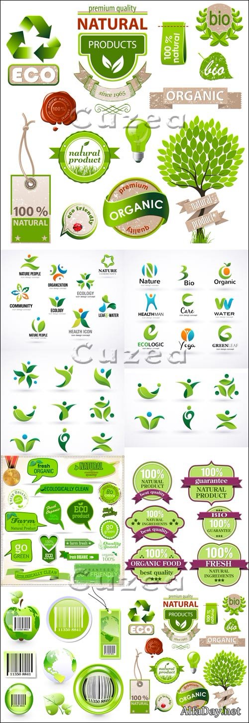 ������ � ������ ��� �������� � ������� / Ecology labels and icons in vector