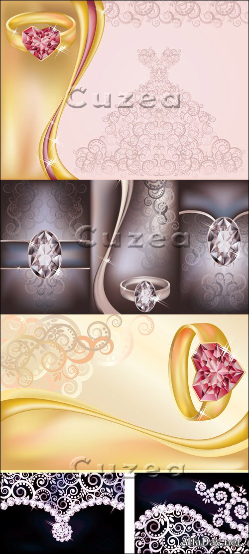 ��������� ���� � ����������� ����� � ������� / Vector backgrounds with jewelry