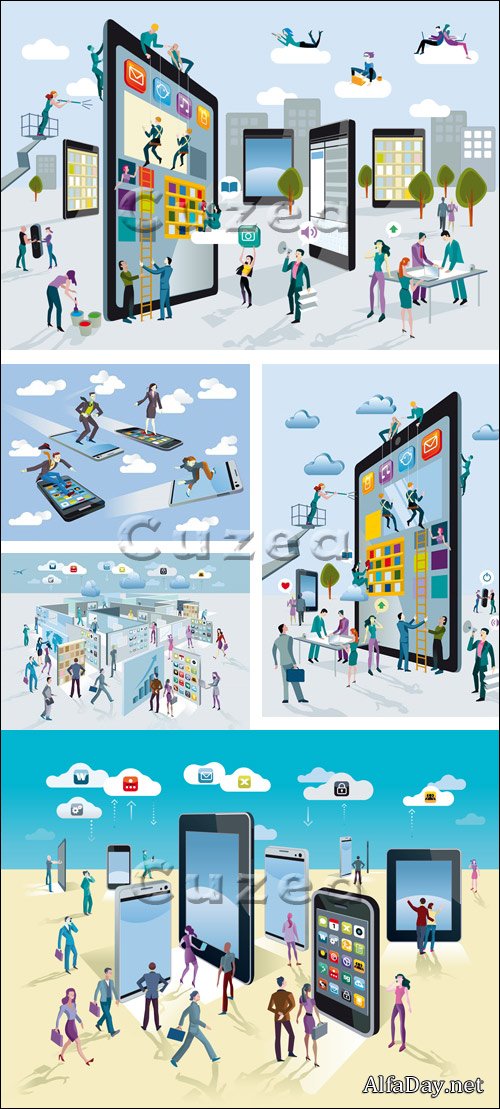 ��������� � ��������� ������� - ��������� ������� / Social constructions - vector stock