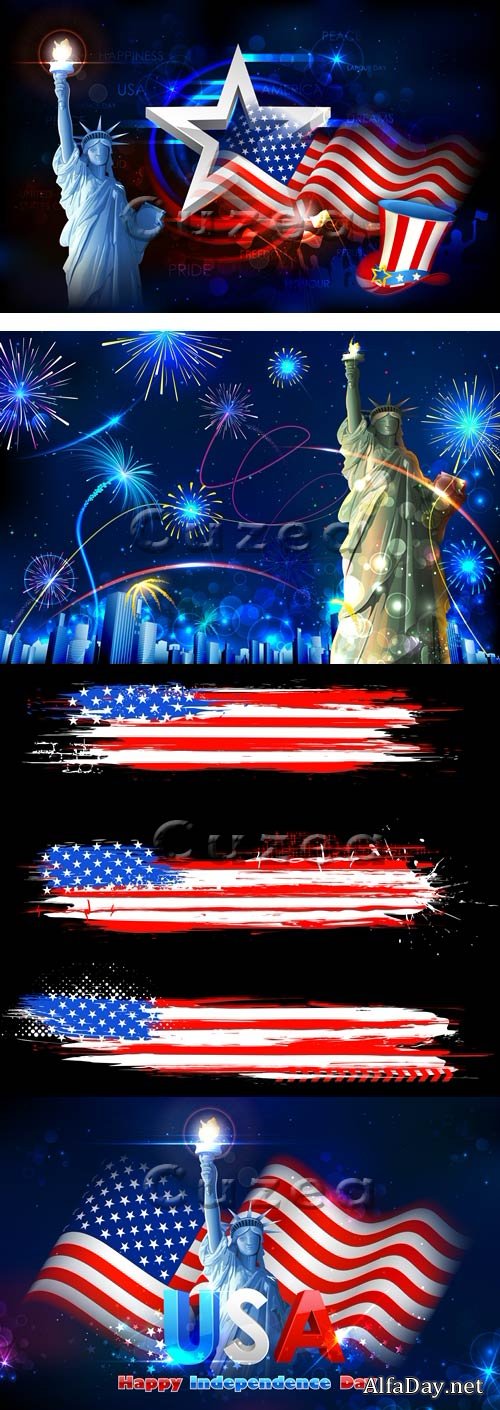 ������������ ���� � ������ �������, ���� ������������� ��� - ������ / Independence day of USA vector