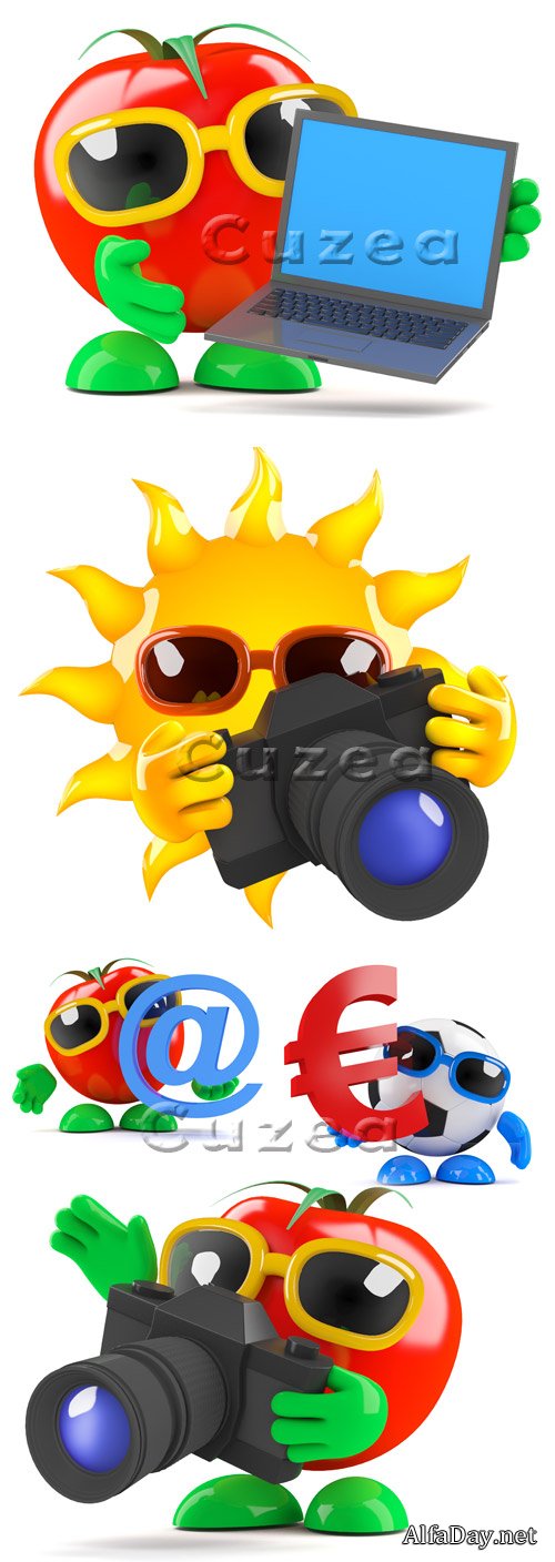 ���������� ������� ������� � �������� / Fruit and tehno simbols - stock photo