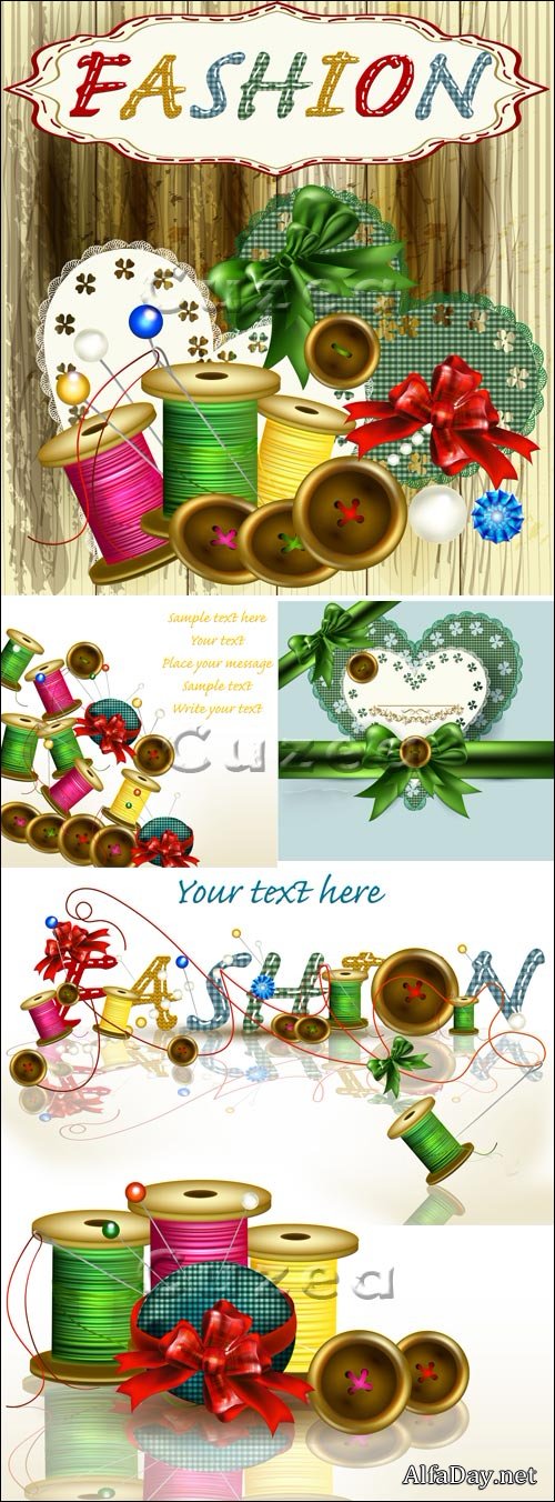 ������� ������ � ����� � ������� / Threads and needles - vector stock