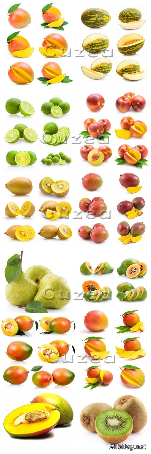 ��������� ������ �� ����� ���� / Different fruit on white background - stock photo