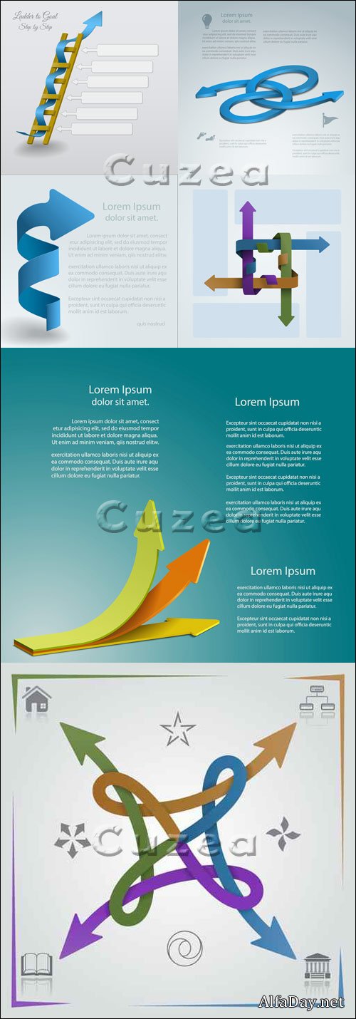 ����������� � ��������, 12 / Infographics design template with numeration and web elements, part 52 - vector stock