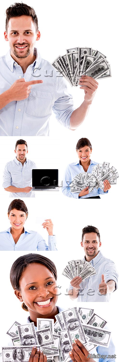 ���� � ������� ������������ ����� / People and there are a lot of money - stock photo