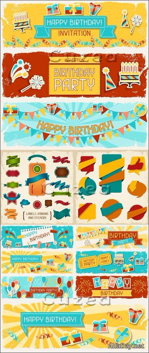 ���� � ������� �� ��� �������� � �������/ Happy Birthday party seamless pattern, part 2 - vector stock