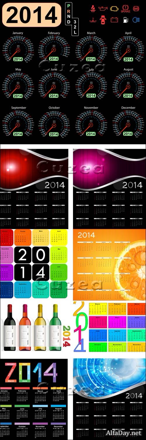 ��������� � ������� �� 2014 ���, ����� 2 / Calendars 2014, part 2 - vector stock
