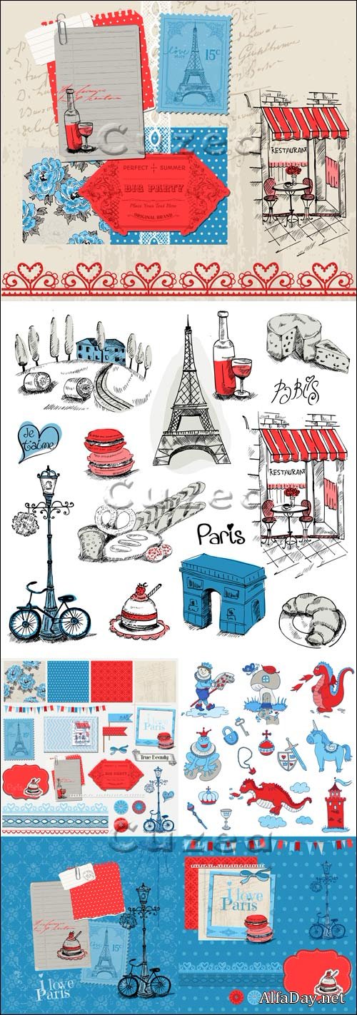 ��������� ���� � ���������� ����������� / Travel vintage backgrounds in vector