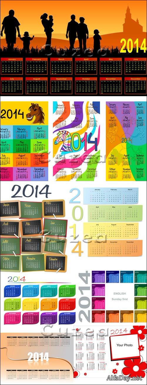 ��������� �� 2014 ���, ����� 4 / Calendars 2014, part 4 - vector stock
