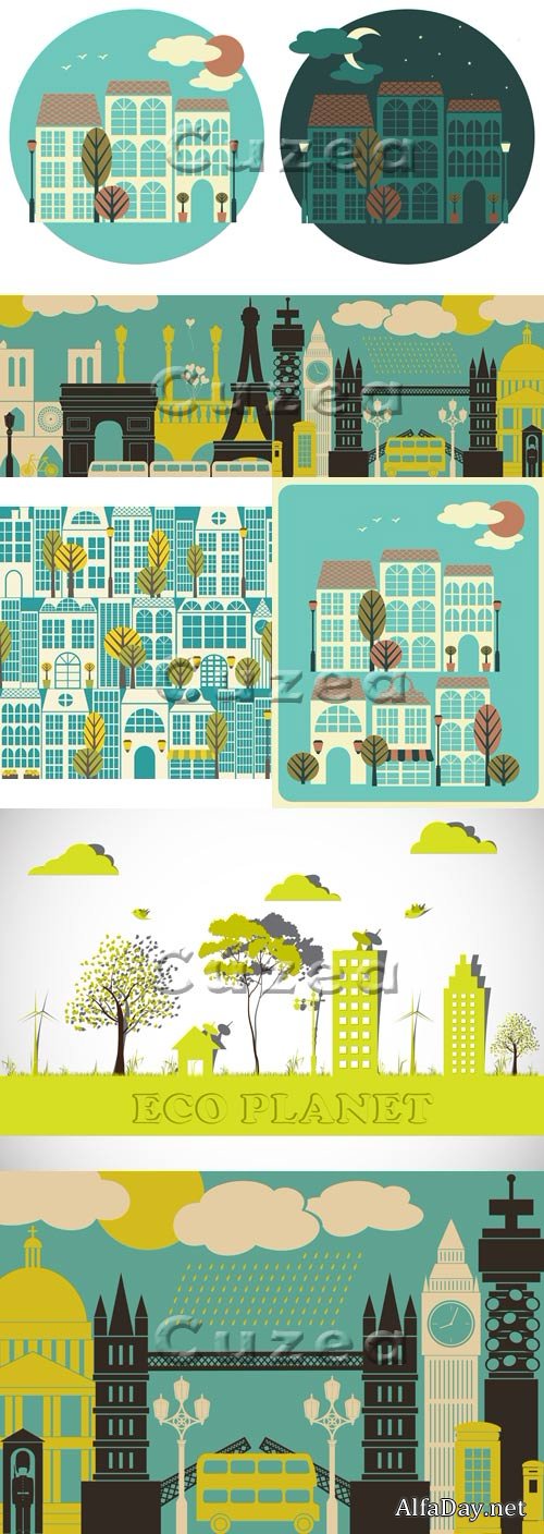 �������� ��������� ����� / Town paper in vector stock