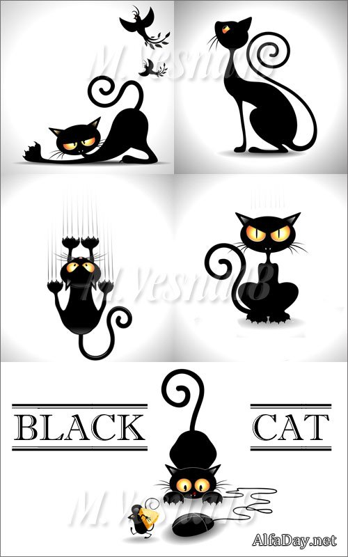 ���������� ������ ��� - ��������� ������� / Black cat vector