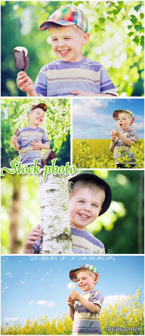 ������� � ��������� / Boy with ice cream - raster clipart