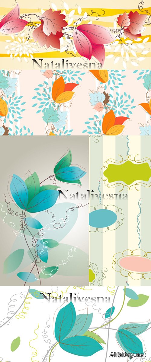 ��������� ���� � ������� # 4  / Flower backgrounds in Vector # 4