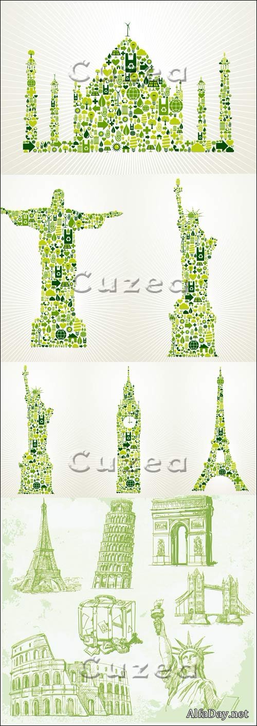 ������� ��������������������� � ������� / World monuments - vector stock