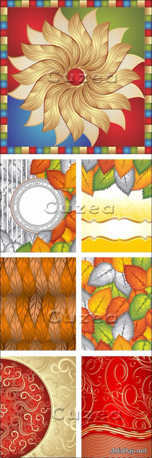 ��������� ���� � �������� ����������, 14 / Vector background with gold elements, 14